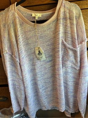 easel Lavender Pink Knit Long-Sleeve Pullover